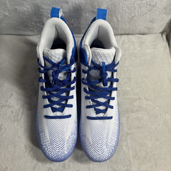 Under Armour NEW Football Cleats Mens 12 HAMMER 2 MC WHITE Blue Lace Up Logo - Picture 2 of 11